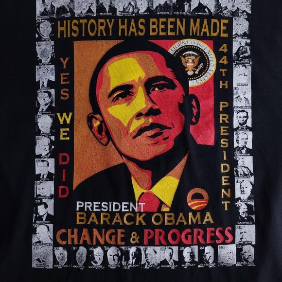 Obama USA inauguration commemorative black history faded black shirt - Picture 2 of 4